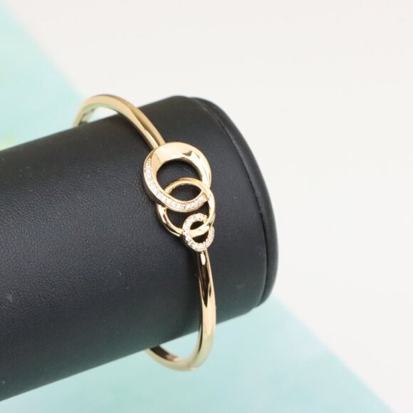 Elegant Triple Circle Rose Gold Bangle with Sparkling Stones, XPBL0493 - Picture 5 of 12